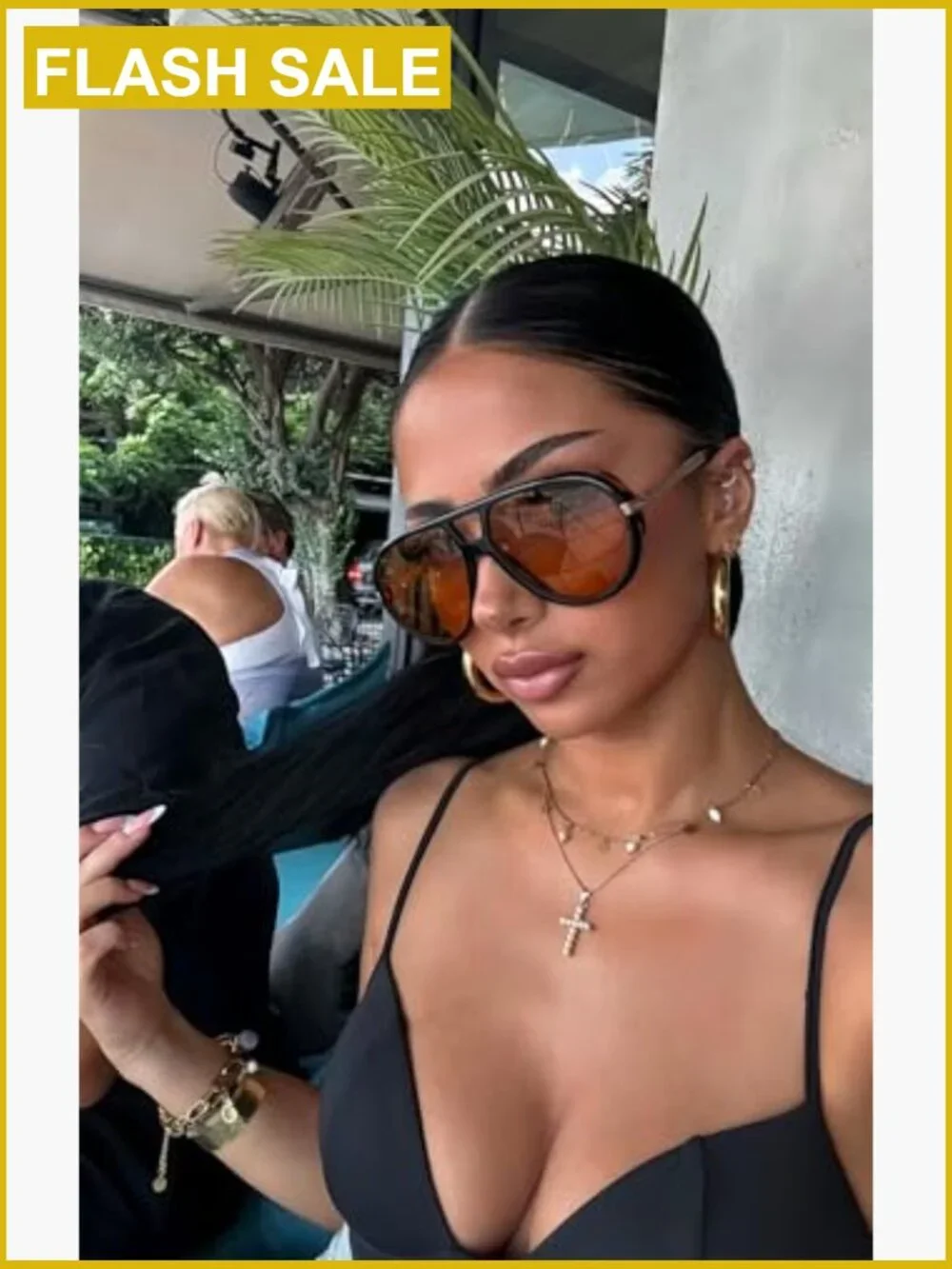 Retro Gold Oversized Aviator Sunglasses